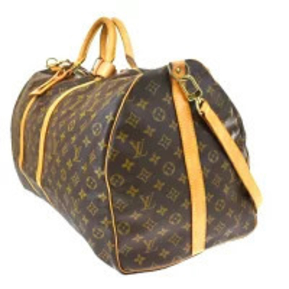Louis Vuitton Bandouliere Handbag Boston Bag Shoulder Monogram Keepall Brown